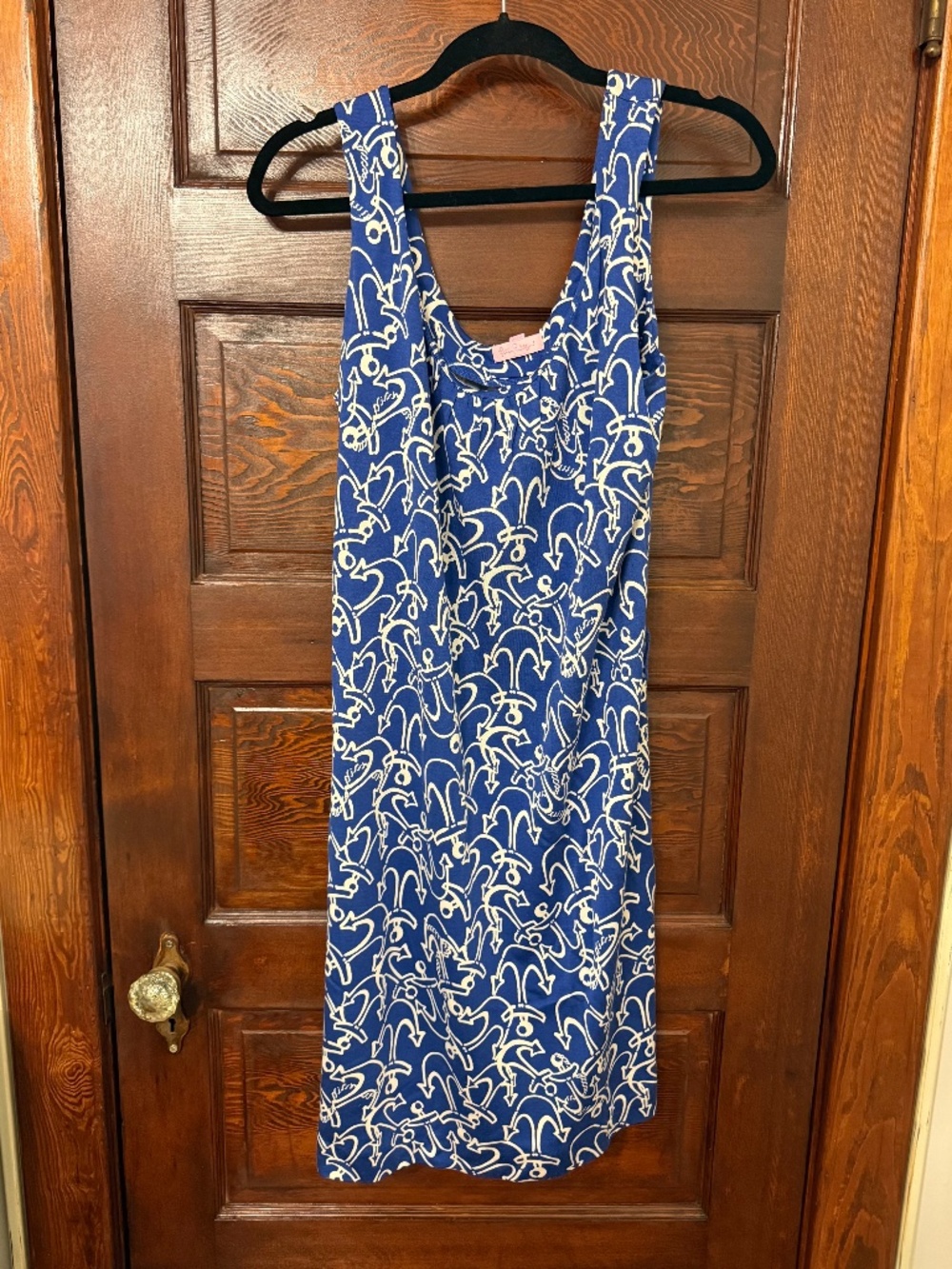 Lilly Pulitzer Blue & White Printed Sleeveless Shift Dress Size Large